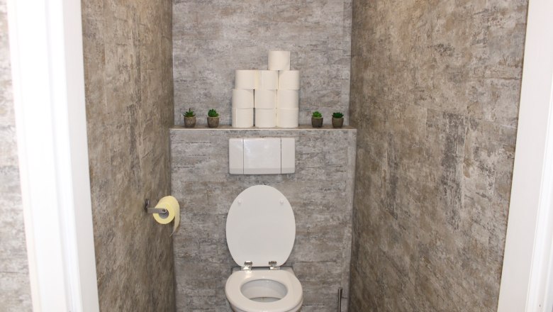 Modern WC with gray tiles