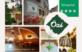Collage of pictures of the Özi winery in the Wachau, Austria.
