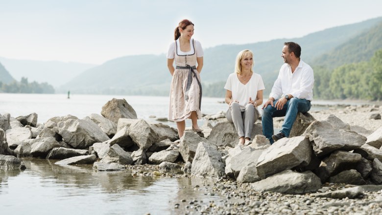 The Prankl family on the banks of the Danube
