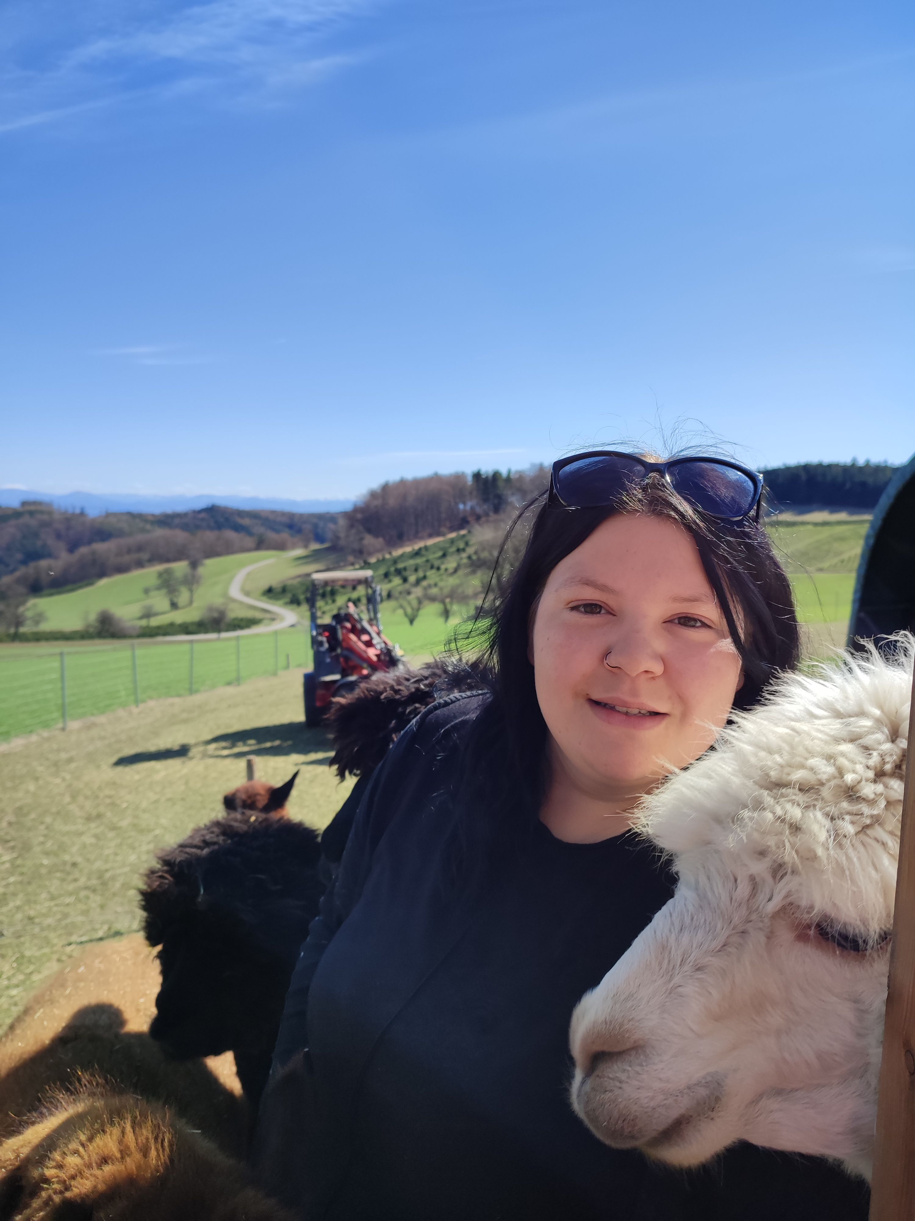 Martina Poiß-Täubl mit ihren Alpakas